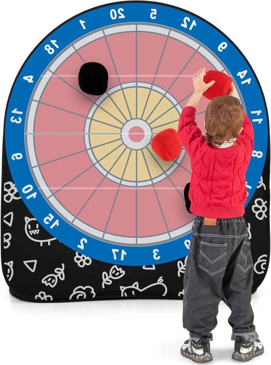 Voetbal Dartbord - Kickball Dartspel - Buiten Spelen - Zelfklevend Oppervlak - 145 x 132 x 162 cm - Rood Zwart