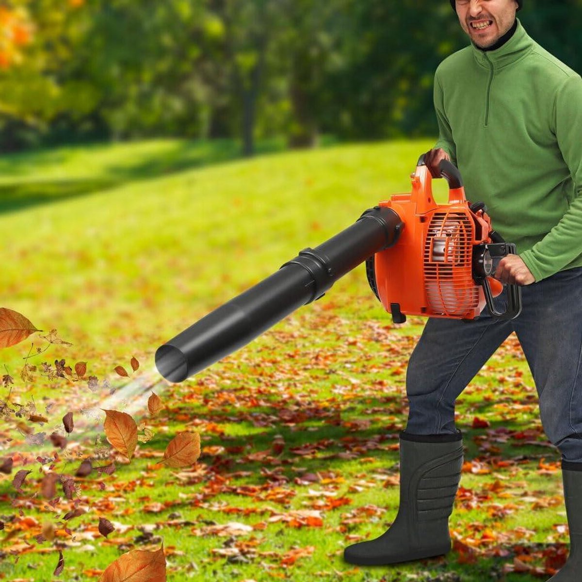 Bladblazer Zuiger - Tuinblower Krachtig - Tuinonderhoud Schoonmaken - 2-Takt Motor - 25.4 cc - Oranje