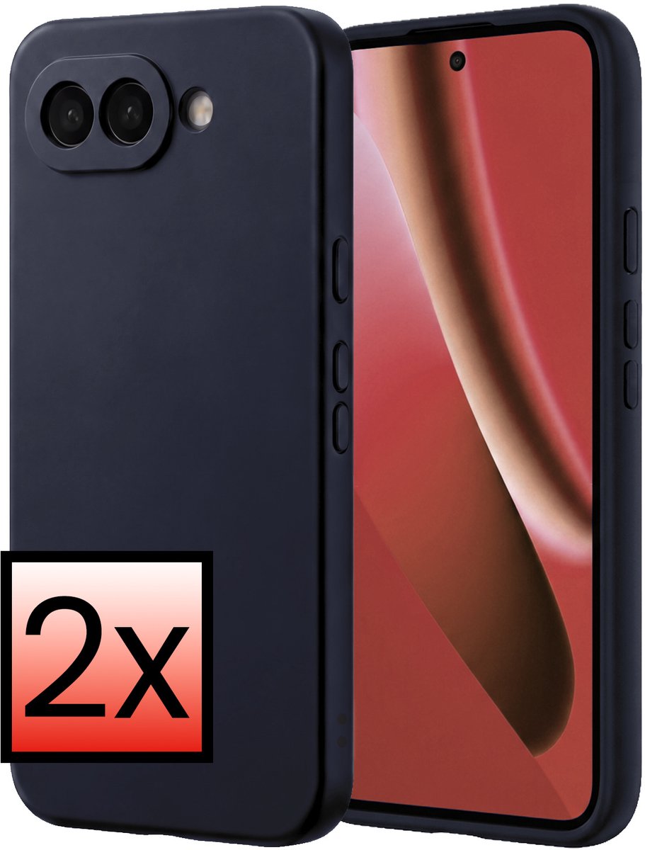 Hoesje - 2 Stuks - Geschikt voor Google Pixel 10a - Sterk & Shockproof - Case Siliconen - Back Cover - Telefoon Hoes - Donkerblauw