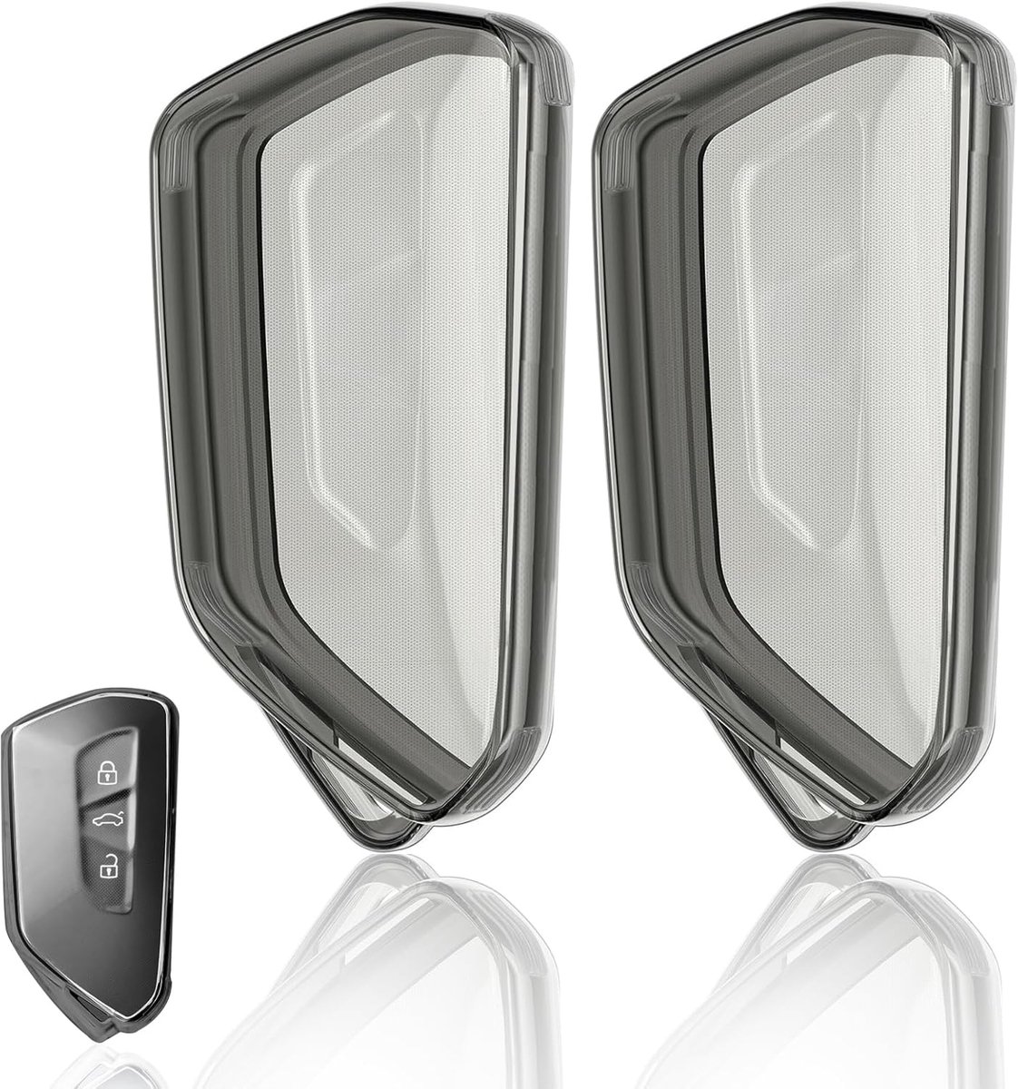SnelShoppen - Sleutelcover TPU voor Autosleutels, Transparante Sleutelbehuizing, 2 Stuks, Siliconen Sleutelcase voor VW Golf 8 Lamando Teramon ID.4X I