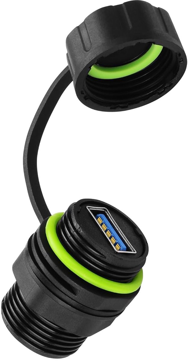 USB waterproof coupling with water and dust resistant cover, IP68 USB 3.0 female to female panel mount, waterproof - ShopVlot