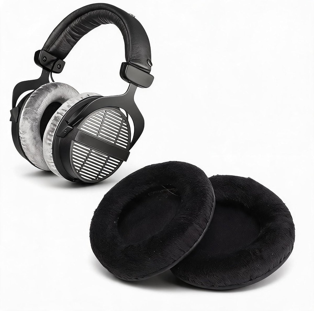 SnelShoppen - 4 Stuks Vervangende Earpads voor Hoofdtelefoon, Comfortabele Velours Spons Oorkussens voor DT440 DT660 DT770 DT860 DT880 DT990, Ideaal v