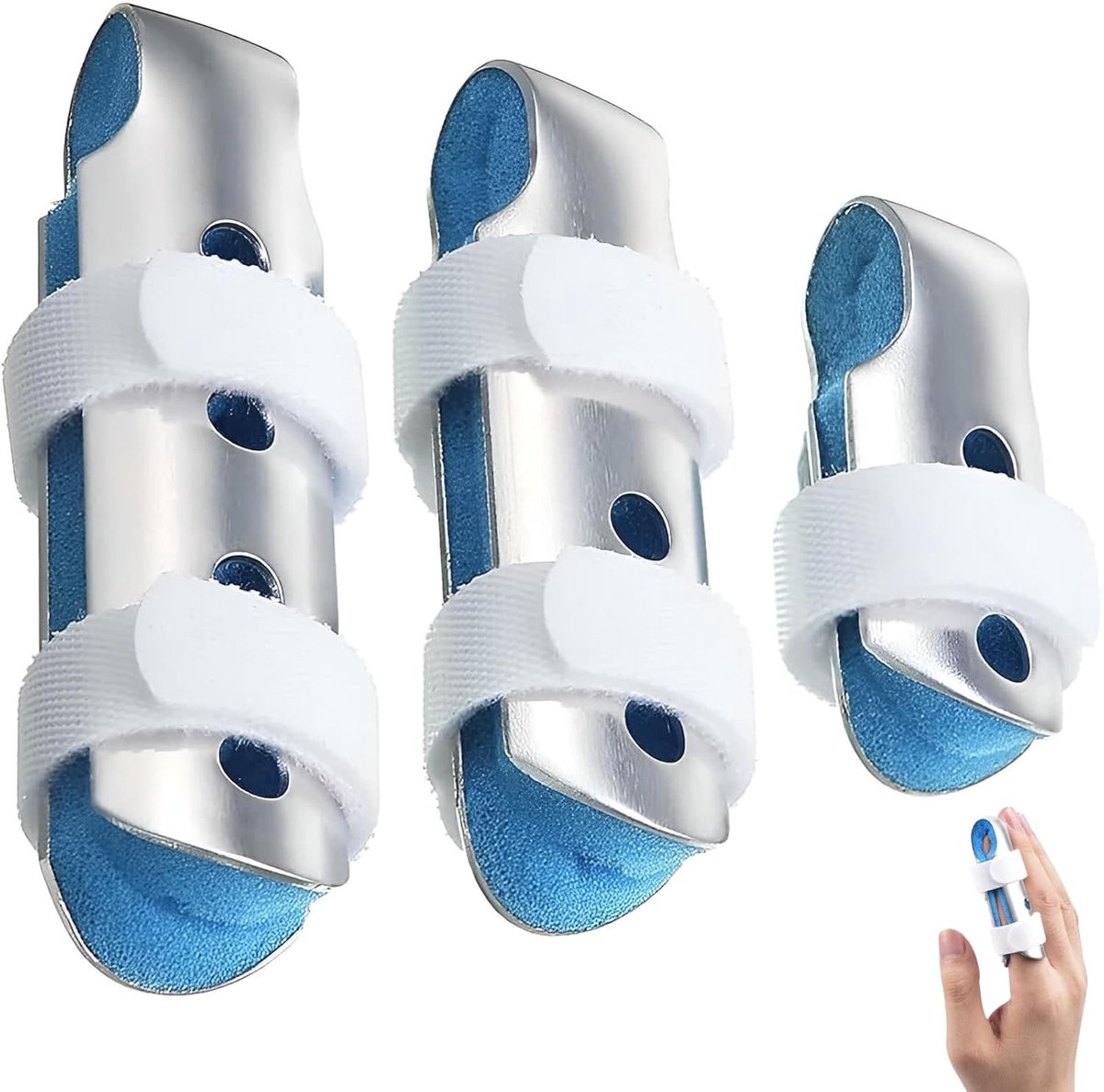 SnelShoppen - 3 Stuks Vinger Splints, Vingerbescherming voor Breuk of Artritis, Verstelbare Rail voor Duim, Wijsvinger, Middelvinger, Ringvinger, Klei