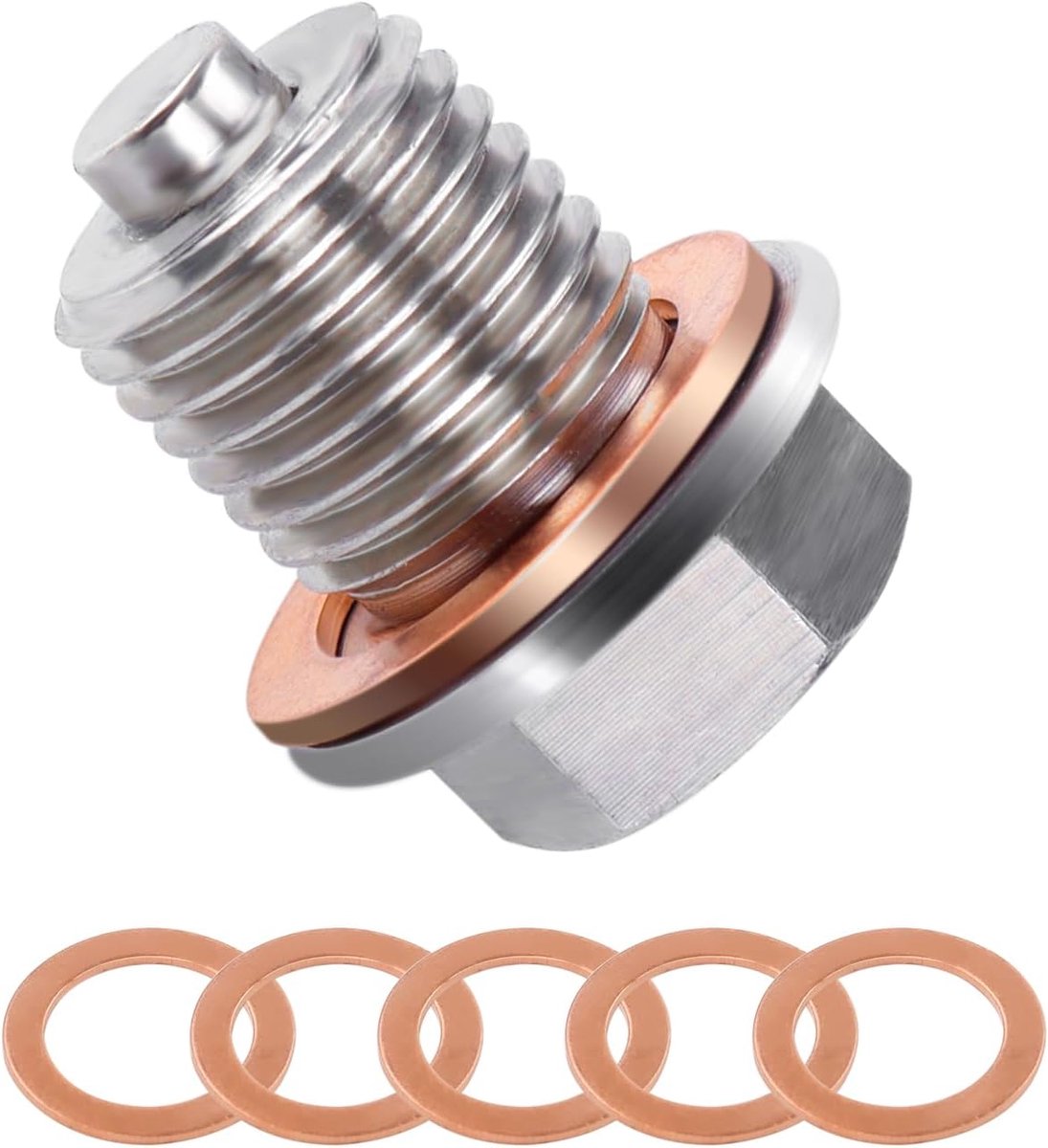 Magnetic Engine Oil Drain Plug, M12 X 1.5 Oil Pan Plug with Seal, Magnetic Oil Drain Screw with 5 Rings Suitable for - ShopVlot