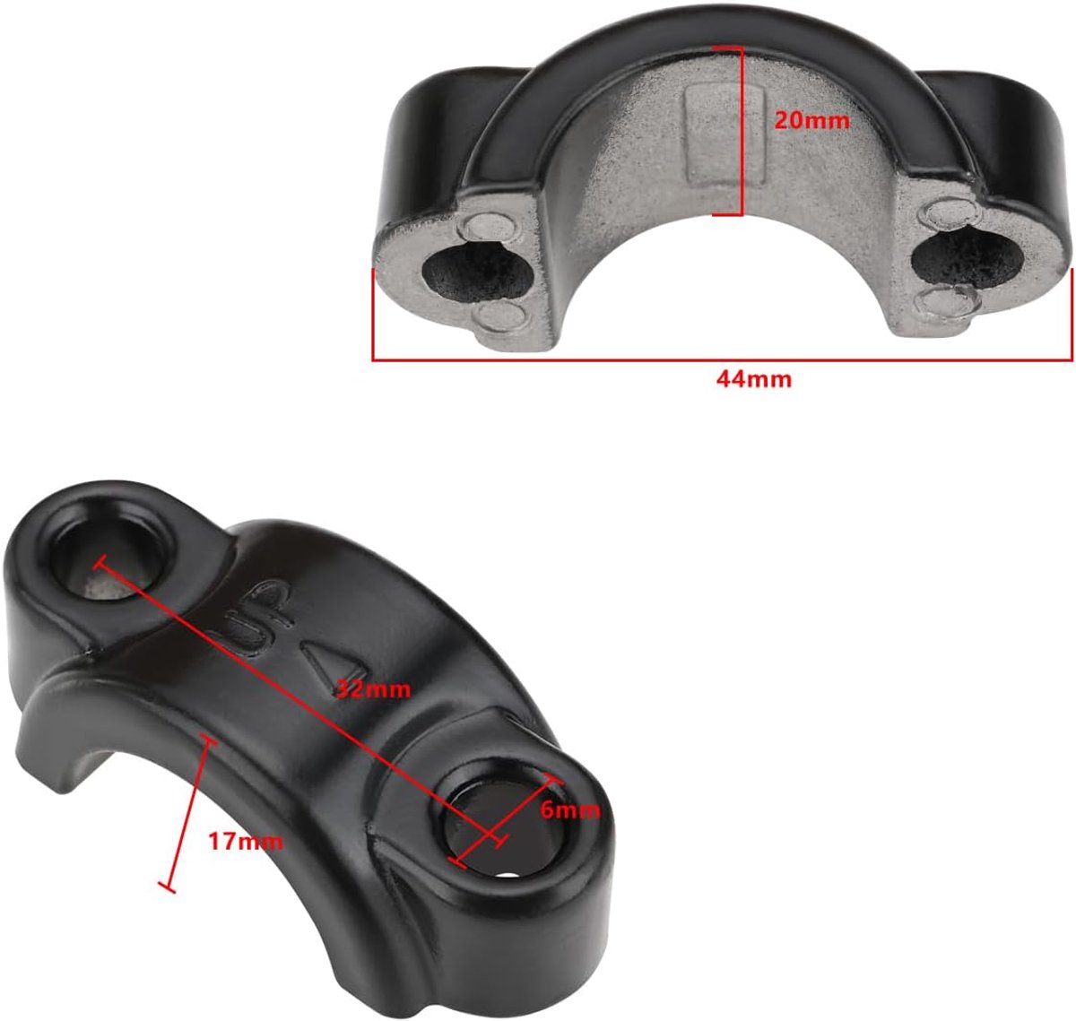 SnelShoppen - 2 Stuks M6 Remhevel Klem Aluminium Koppeling Master Cilinder Klem Bevestiging Geschikt voor 22mm Dirt Bike Elektrische Fiets Handvat Zwa