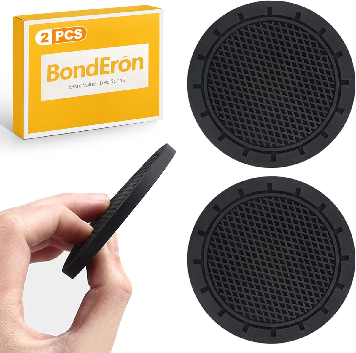 SnelShoppen - 2 Stuks Universele Auto Coasters, Cup Holder Inzet, Antislip Silicone Rubber Coaster Mat voor Auto, Bescherming voor Bekers en Flessen