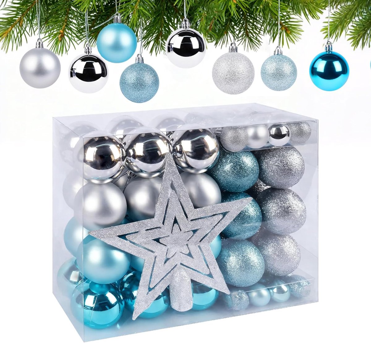 Kerstballen set 69 stuks - 6 cm en 3 cm - kunststof - onbreekbare kerstboomversiering voor sfeervolle kerst - ShopVlot