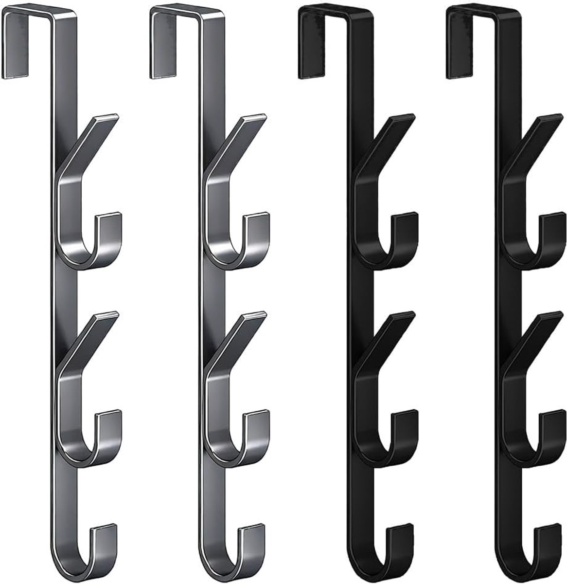 SnelShoppen - 4 Stuks Deurhaken Hanger, Verticale Boven Deur Handdoekrek, Hangende Deurhaken, Voor Kleding, Handdoeken, Badjassen, Tassen, Hoeden - Gr