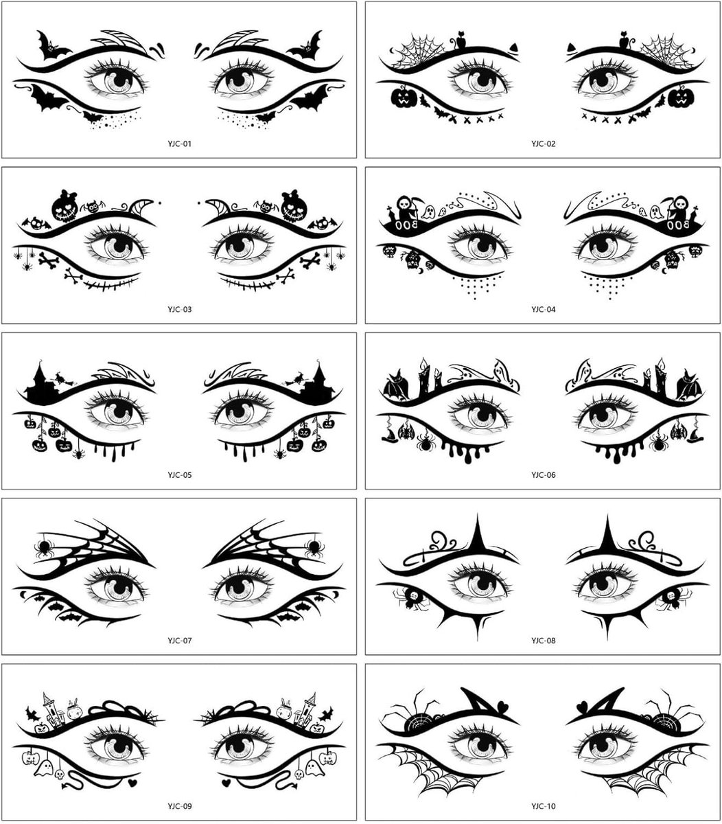 Halloween face tattoo - 10 Halloween eye tattoos - zwart - eenvoudig aan te brengen - ShopVlot