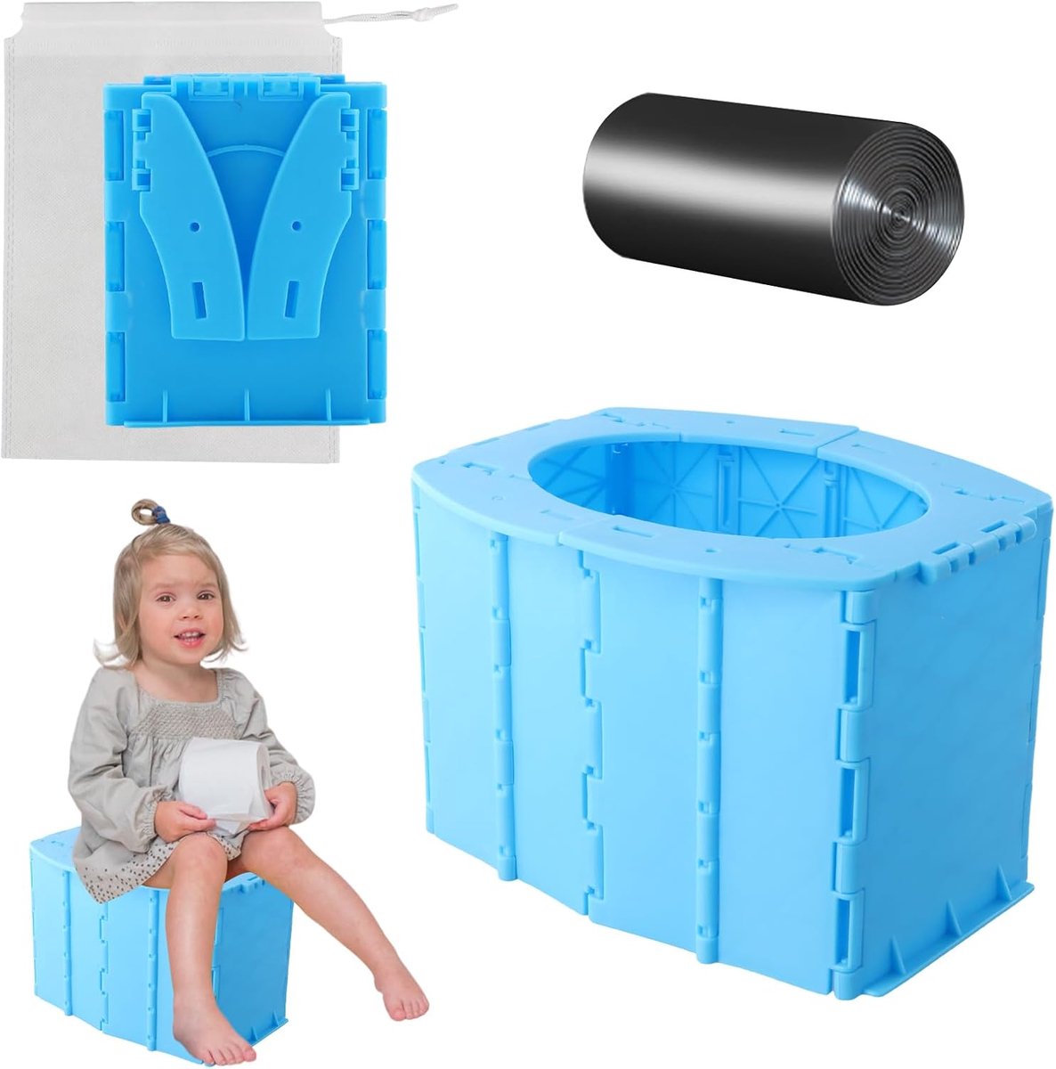 Opvouwbaar Potje voor Kinderen - Draagbaar Reis Potje - Blauw - Comfortabel en veilig gebruik - SnelShoppen