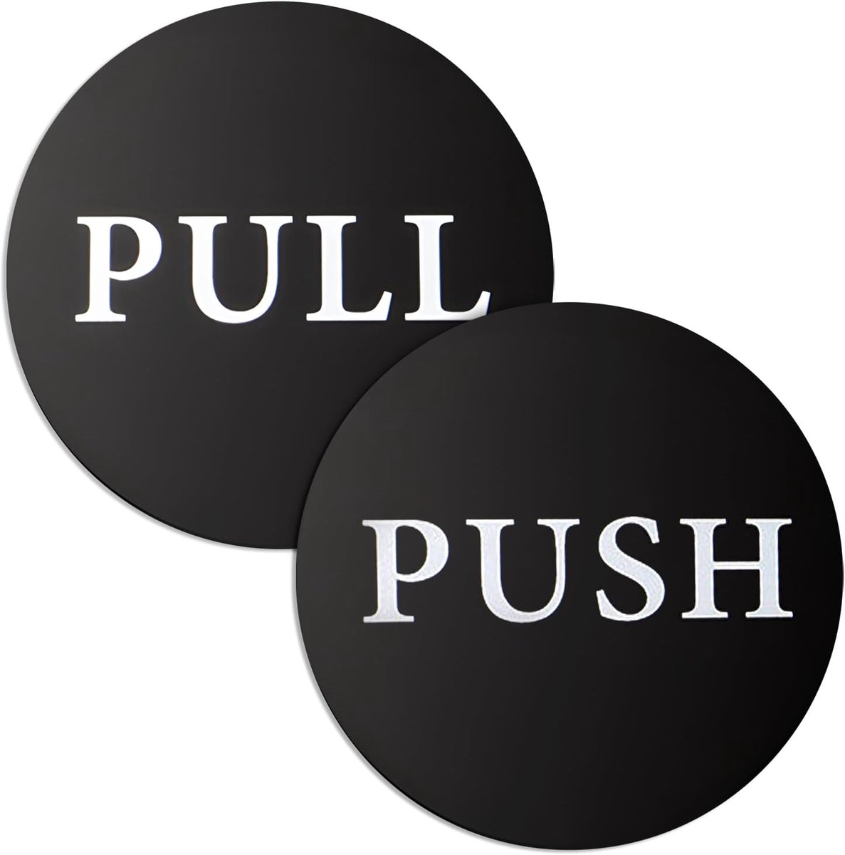 SnelShoppen - Set van 2 Ronde Push & Pull Deurbordjes - Duurzame Acryl Deurborden - 10 cm Zwart - Voor Scholen, Hotels en Kantoorgebouwen