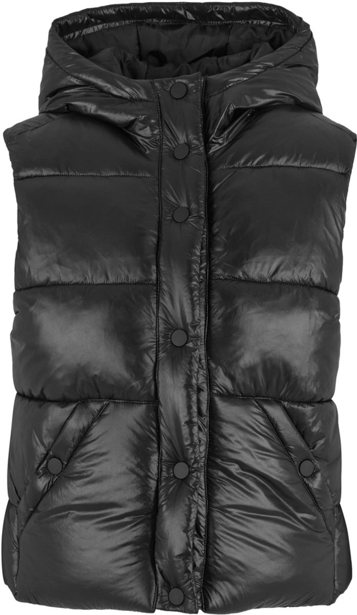 Urban Classics Recycled Shiny Puffer Vest with Hood Mouwloos jacket 5XL Zwart