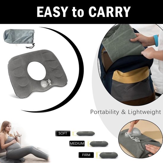 Inflatable Seat Ring, Coccyx Relief, Seat Ring After On, for Hemorrhoids, Stiff Pain Wheelchairs, Grey - ShopVlot — afbeelding 3