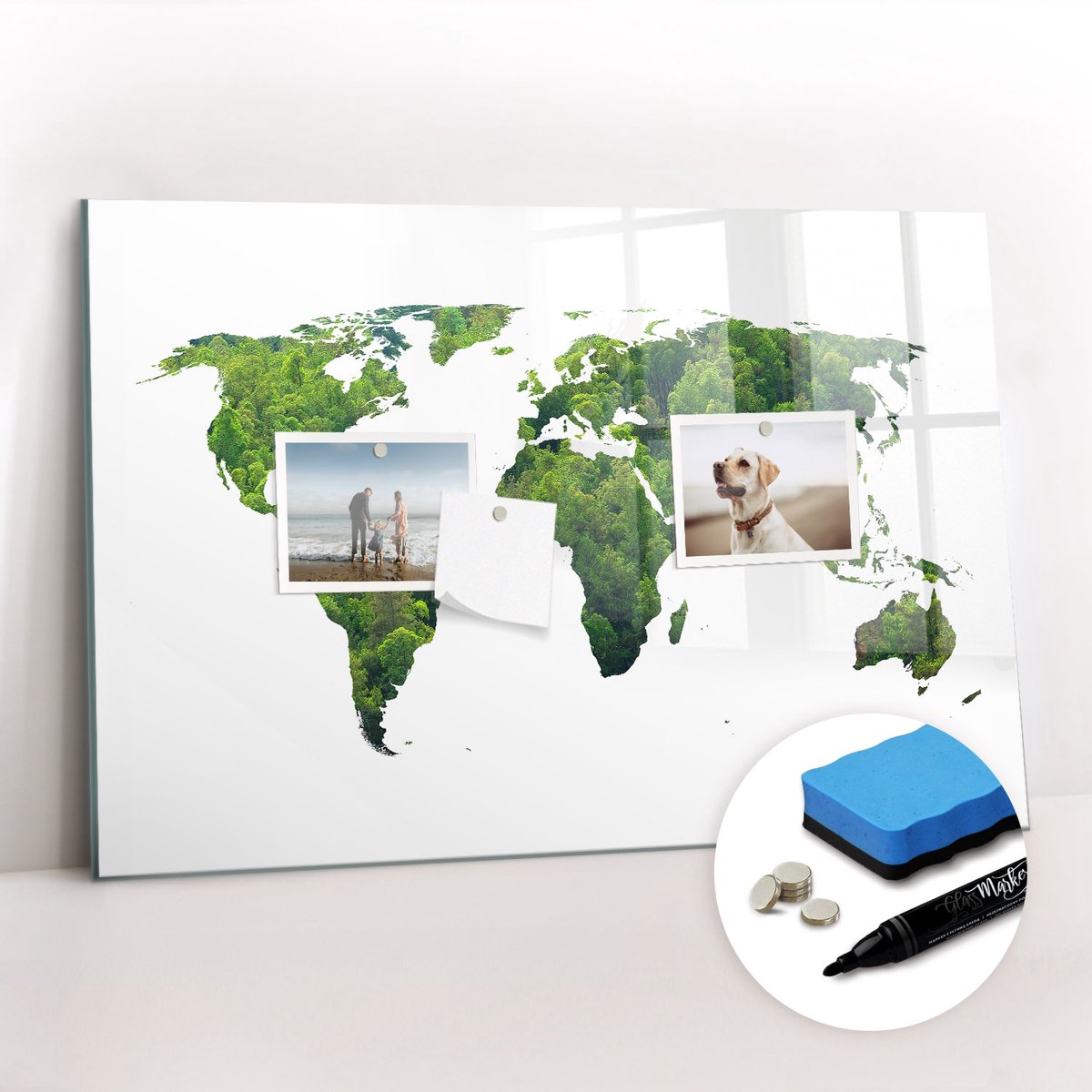 Tulup Whitebord - Wereldkaart van de ecologie - 60 x 40 cm - Groente Memobord Keuken - Gratis 5 Sterke Magneten + Whiteboard Marker & Wisser - Organizer Muur - Magneetbord Design - Planning Muur