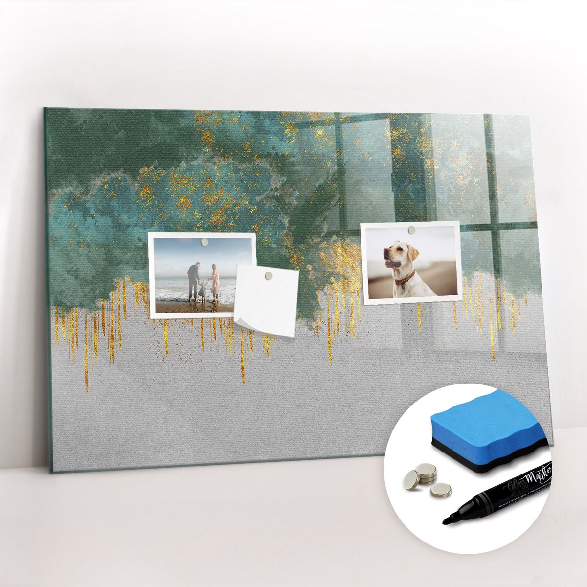 Tulup Whitebord - Sierlijk decoratief patroon - 60 x 40 cm - Veelkleurig Memobord Magnetisch - Gratis 5 Sterke Magneten + Whiteboard Marker & Wisser - Scandinavisch Design Bord - Memobord Magnetisch - Notitiebord Werkplek