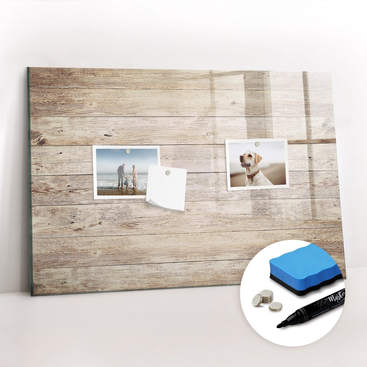 Tulup Whitebord - Houten vloerpanelen - 60 x 40 cm - Bruin Magnetisch Bord - Gratis 5 Sterke Magneten + Whiteboard Marker & Wisser - Scandinavisch Design Bord - Magneetbord Rechthoekig - Notitiebord Werkplek