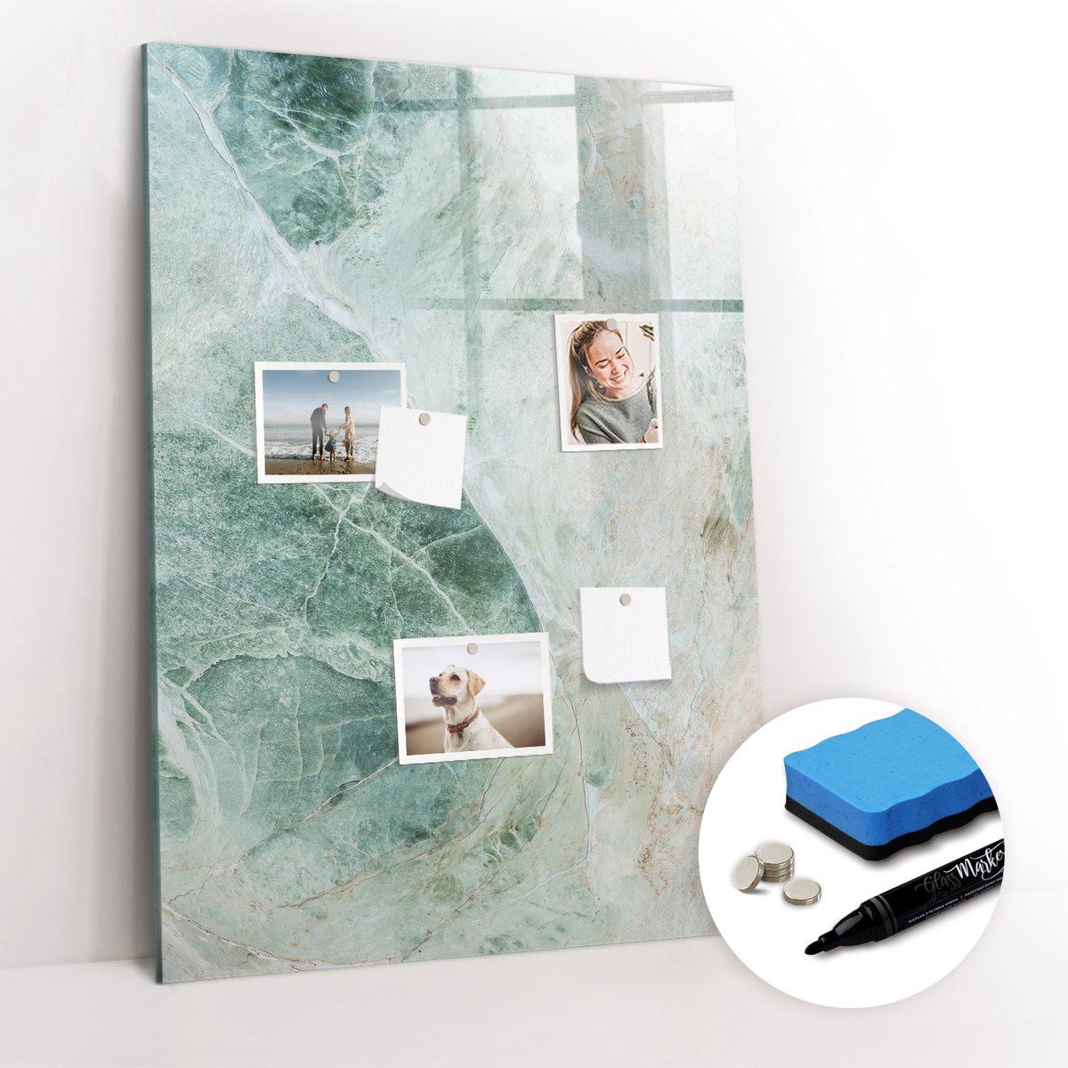 Tulup Whitebord - Marmersteen - 70 x 100 cm - Groente Memobord Keuken - Gratis 5 Sterke Magneten + Whiteboard Marker & Wisser - Decoratief Magnetisch Bord - Magnetisch Memobord - Inspiratiebord Kantoor