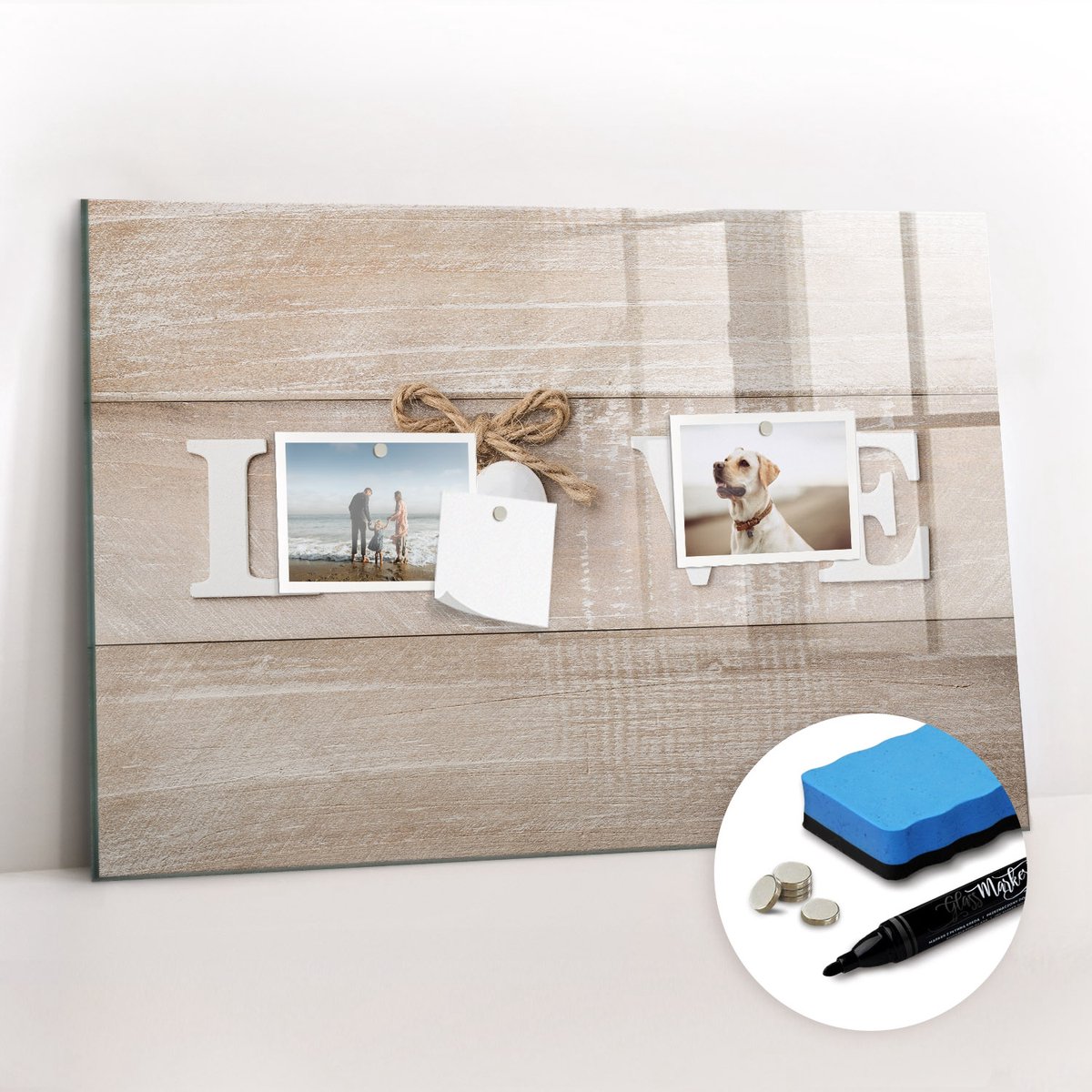 Tulup Whitebord - Romantische liefdesinscriptie - 60 x 40 cm - Veelkleurig Magnetic Board - Gratis 5 Sterke Magneten + Whiteboard Marker & Wisser - Organizer Muur - Magneetbord Rechthoekig - Organiseer Je Bureau