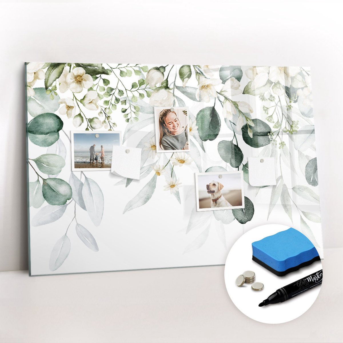 Tulup Whitebord - Planten natuur - 90 x 60 cm - Groente Magnetisch Memobord - Gratis 5 Sterke Magneten + Whiteboard Marker & Wisser - Design Memobord - Memobord Magnetisch - Productiviteit Tools