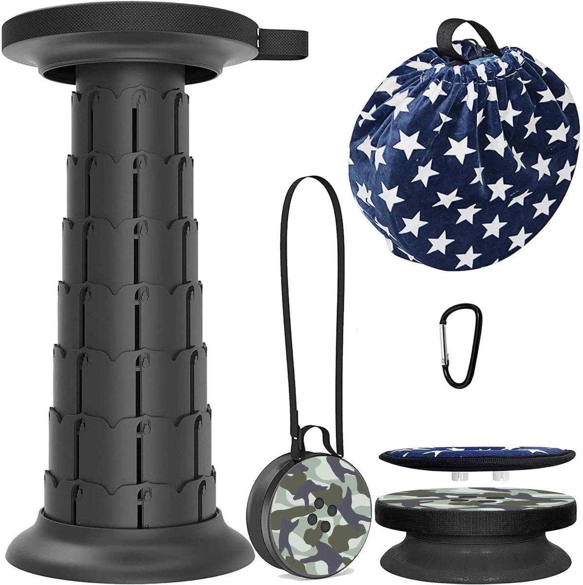Omgoods - Opvouwbare Kruk met Kussen - Stevige Campingstoel voor Hiking en Outdoor