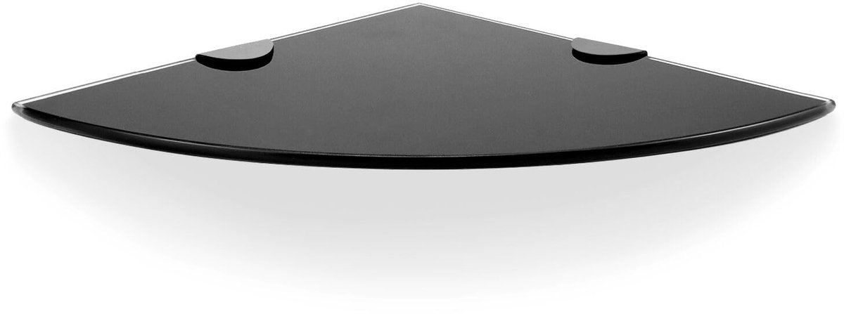 Omgoods - 24 cm Glazen Hoekplank voor Badkamer - Zwart met Bevestigingsmaterialen