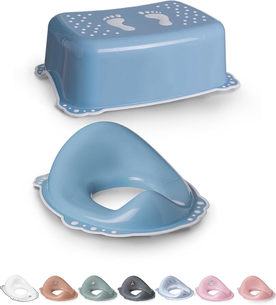Kinder Potje Set - Zindelijkheidshulp Baby - Zindelijkheidstraining - BPA-vrij Materiaal - 38.5 x 31 cm - Blauw/Wit