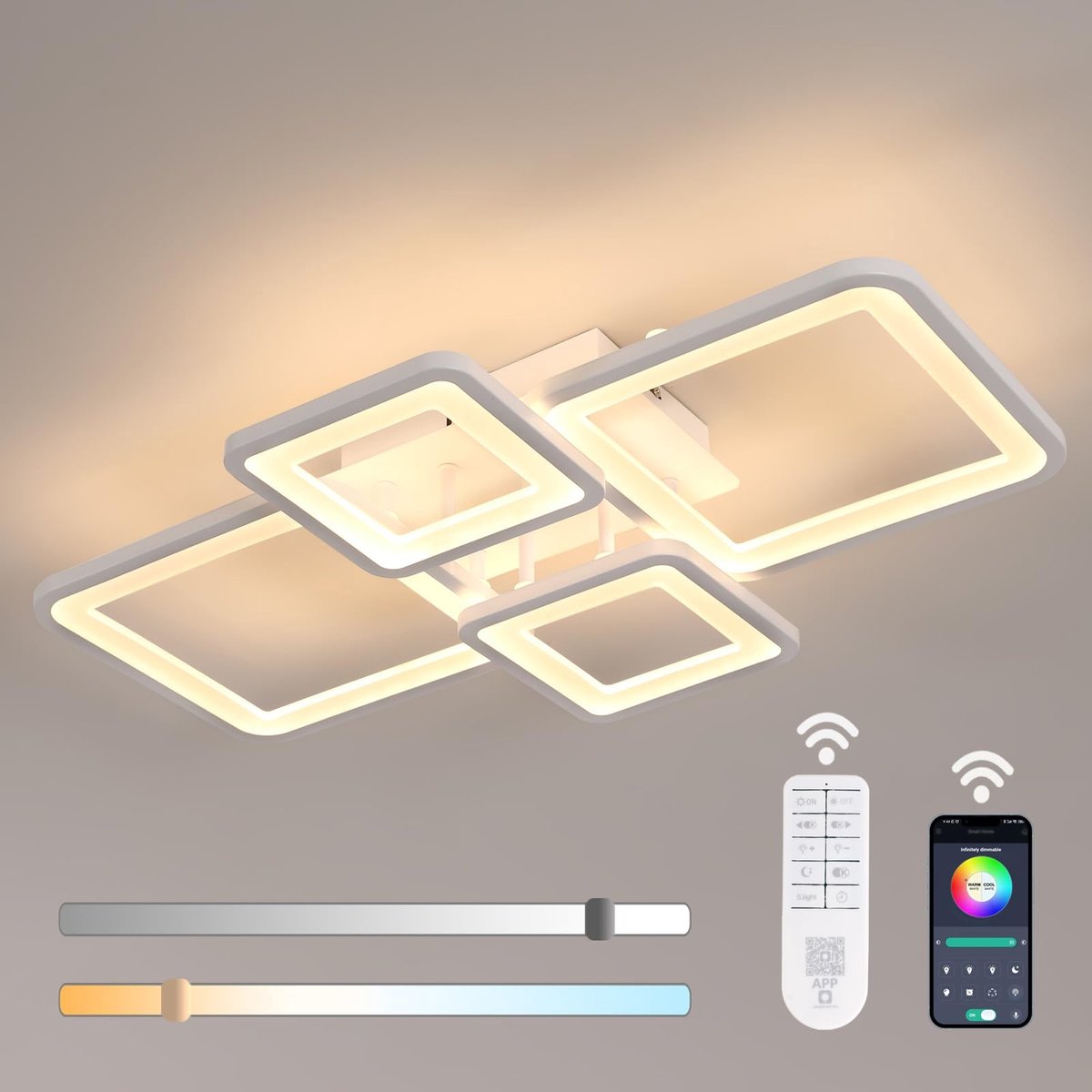 Omgoods - Dimbare LED Plafondlamp met Afstandsbediening, Modern Design