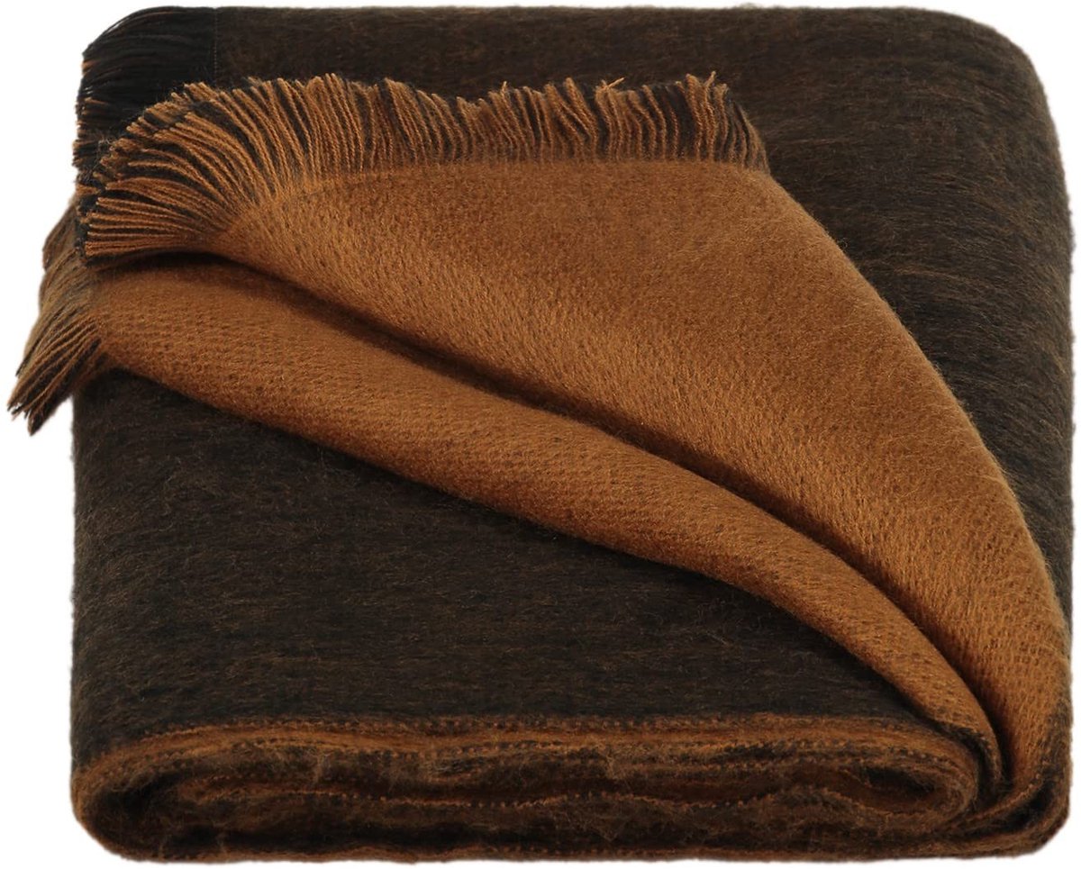 Omgoods - Dubbelzijdige Alpaca Sjaal in Camel/Zwart