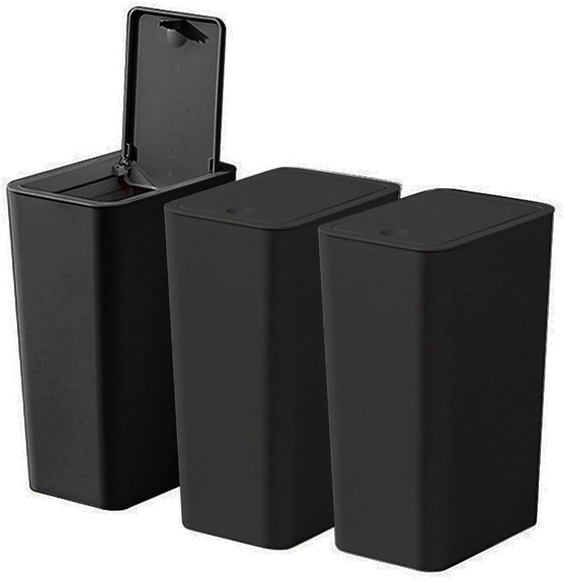 Omgoods - Set van 3 Kleine Vuilnisemmer met Pop-Up Deksel