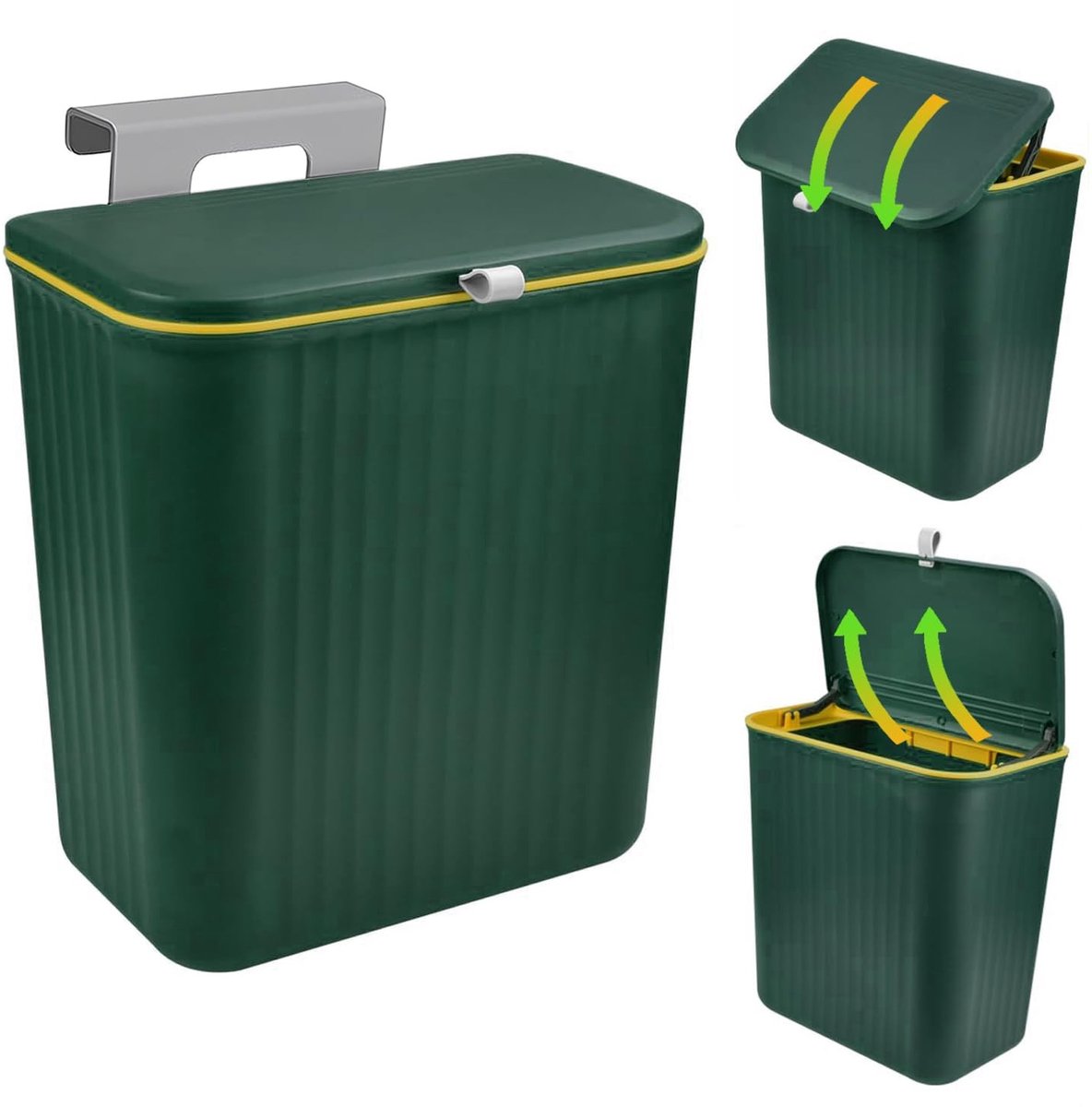 Omgoods - 12 Liter Hangende Keukenafvalbak met Deksel voor Eenvoudig Afvalbeheer