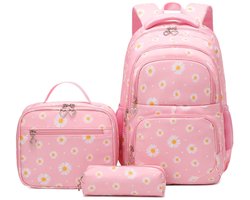 Omgoods- Schoolrugzakset met lunchtas - Rugzak voor tieners - Lichtgewicht nylon - Waterbestendig - Multi-compartimenten - Ademend schouderriem
