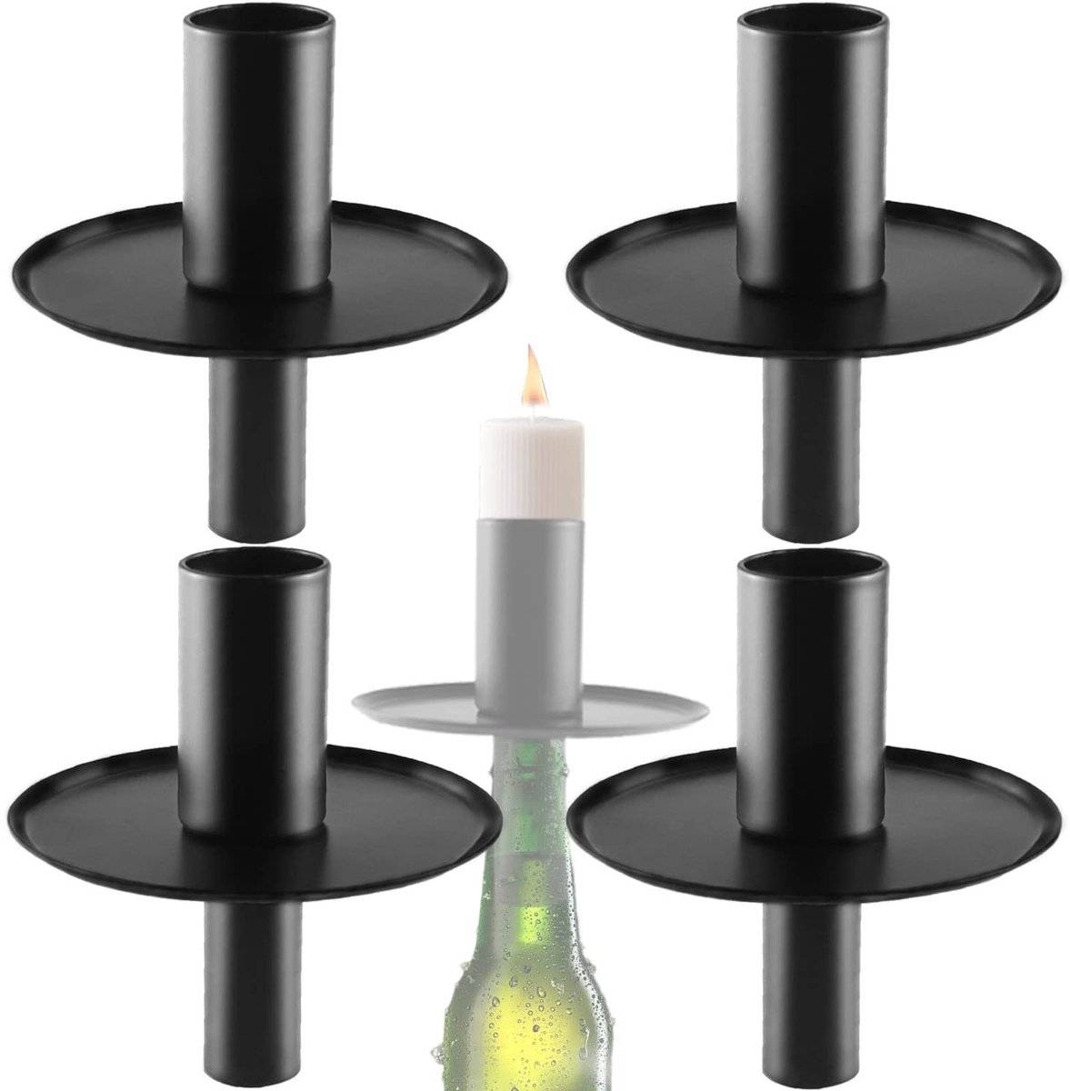 Omgoods- Kandelaar Vintage - Zwarte Kaarsenhouder - Hoogwaardig Ijzer - Decoratie voor Staafkaarsen - Waterdicht - Elegante Vorm - Kaarsenstandaard