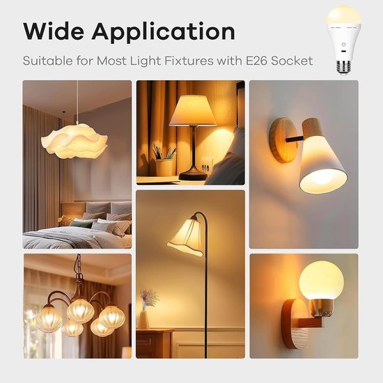 Oplaadbare Gloeilamp Afstandsbediening & Touch, 3000K Warm Licht 2 Stuk - 2600mAh Batterij, Accu, 7W 700lm, LED Dimbaar, USB-C, 3 Timer, Haak Inclusief, Voor Lampen Zonder Stroom, Noodverlichting — afbeelding 3