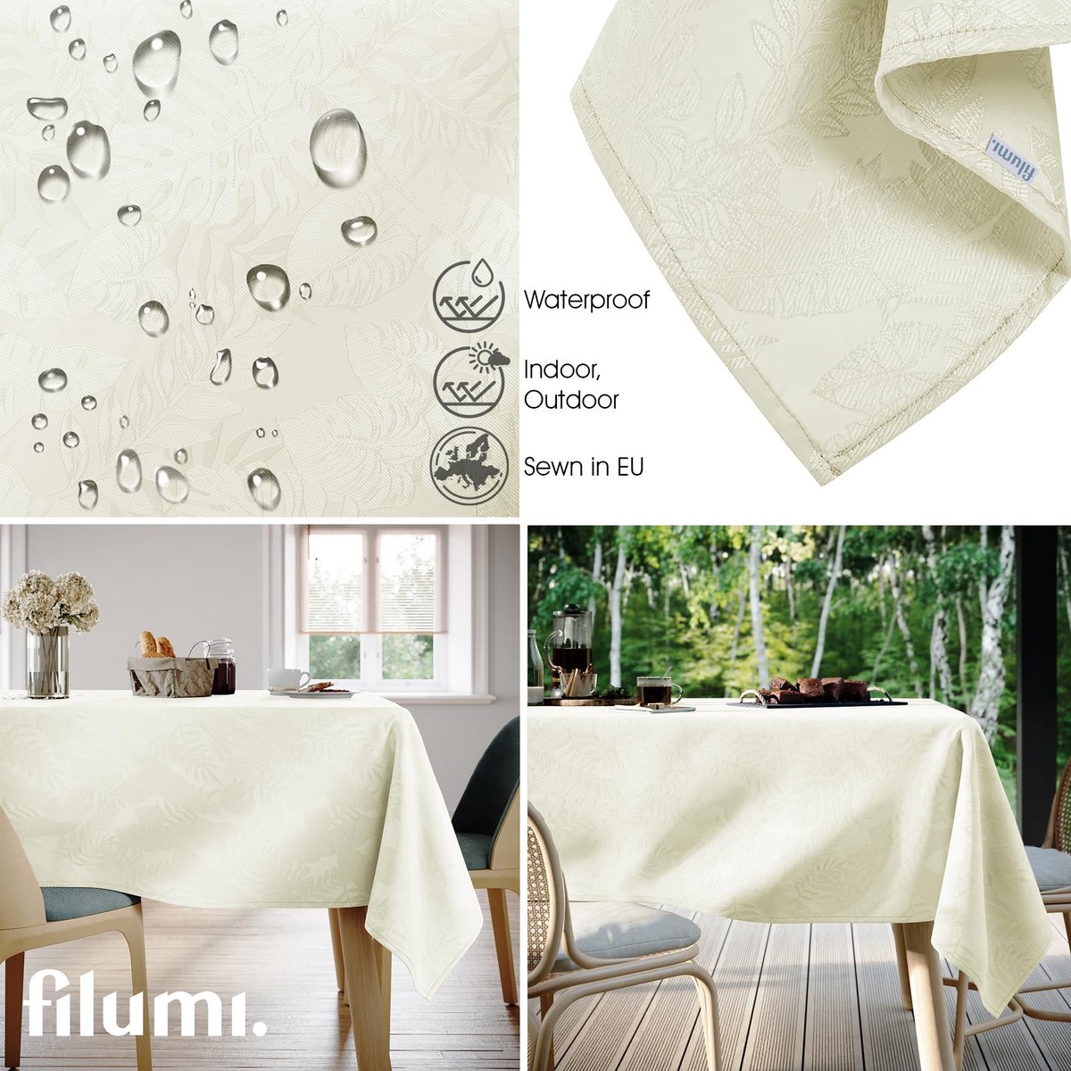 Omgoods- Tafelkleed 120 x 220 cm - Afwasbaar - Tafelkleed voor binnen/buiten - Jacquard-patroon - Hoogwaardige stof - Comfortabel in gebruik - Tafelbedekking