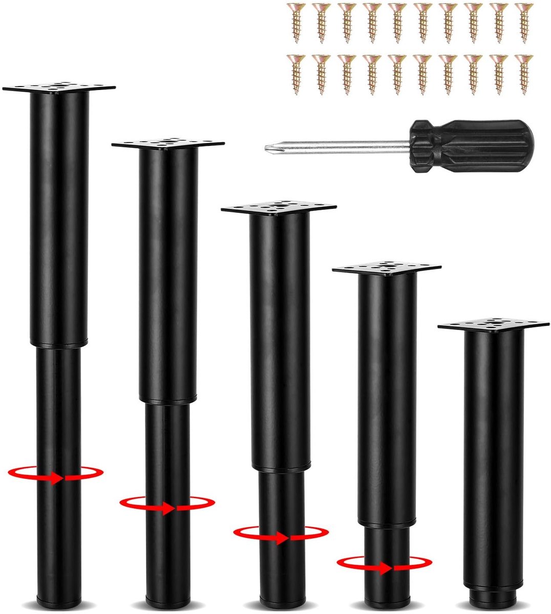 Omgoods - 5 Stuks Verstelbare Meubelpoten van Metaal