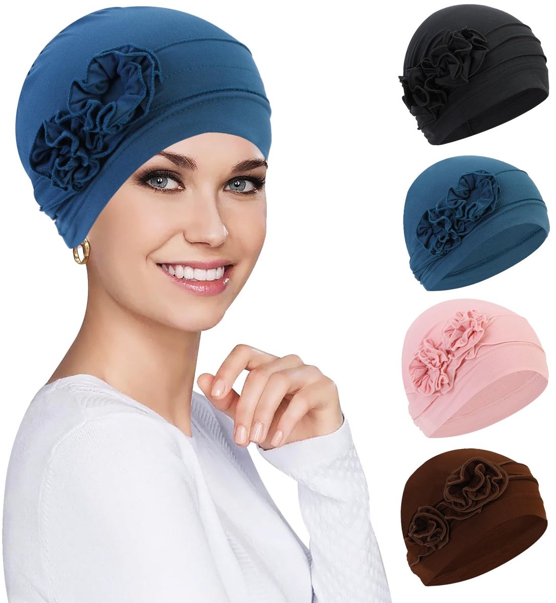 Omgoods - Set van 4 Dames Turbans met Bloemenpatroon