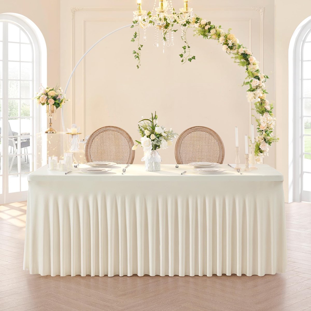 Omgoods - Ivory Spandex Tafelkleed Voor 180 cm Rechthoekige Tafels