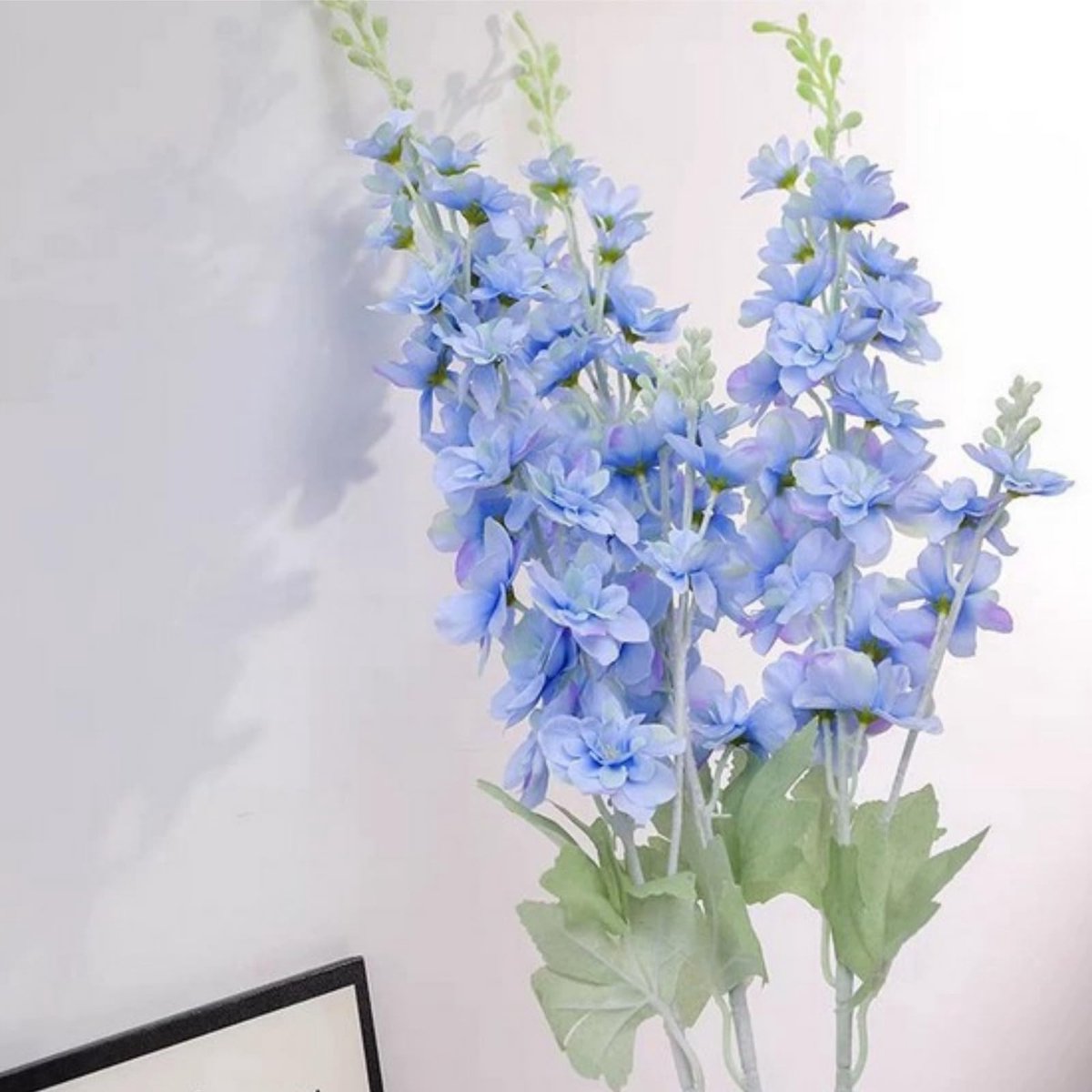Omgoods - Set van 5 Blauwe Kunstbloemen met Lange Stelen voor Decoratie