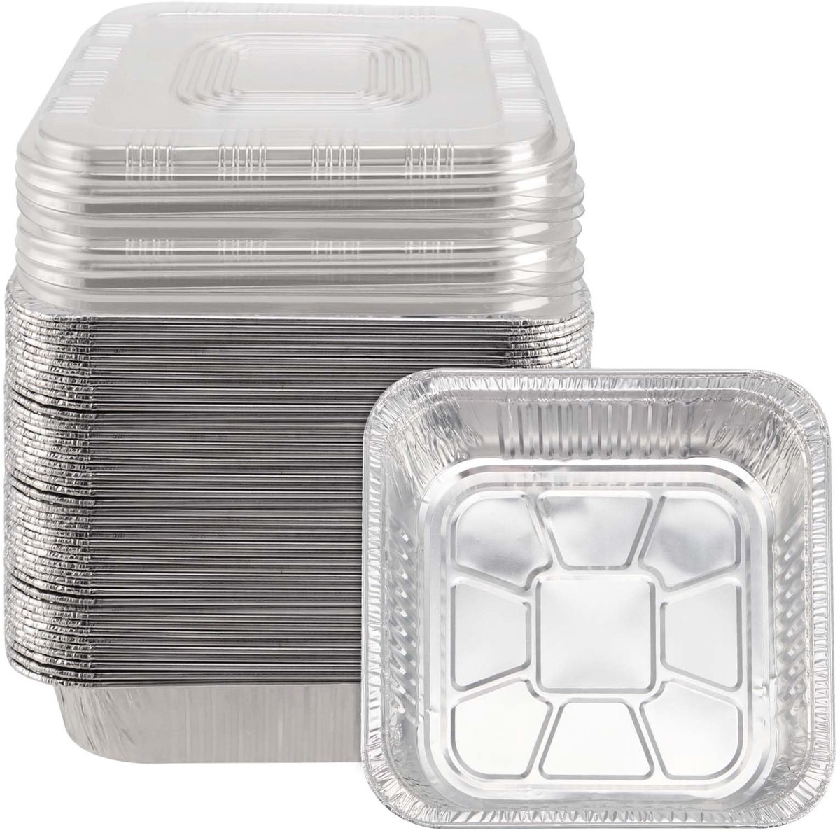 Omgoods - Set van 30 Aluminiumfolie Bakjes met Deksel voor Voedselopslag