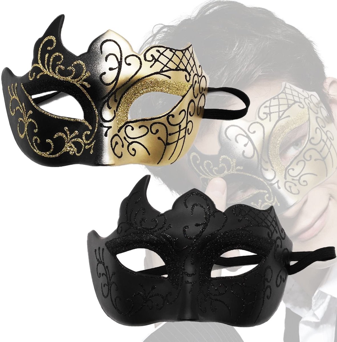 Omgoods - Set van 2 Venetiaanse Maskers voor Maskerade