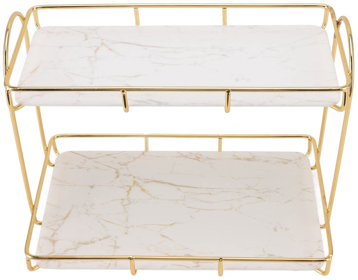 Omgoods- Opbergrek Goud/Wit 2 Niveaus - Multifunctioneel - Organizer - Stevig - Antislip - Gehumaniseerde Structuur - Opbergplank