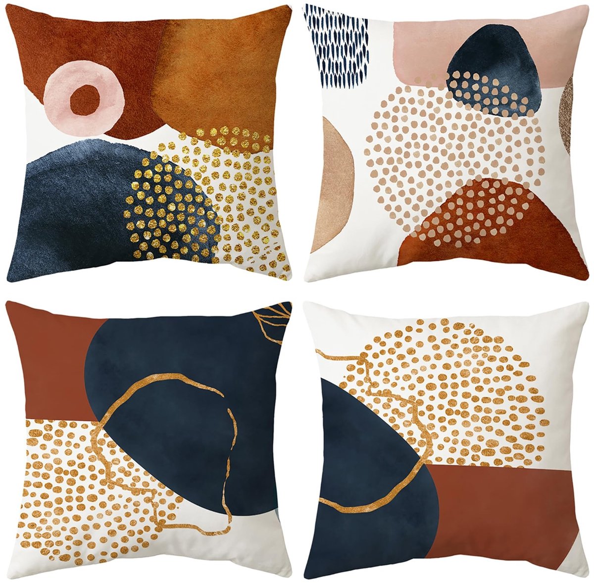 Omgoods - Set van 4 Velvet Kussenhoezen 45x45cm - Decoratieve Kussenhoezen met Verborgen Ritssluiting