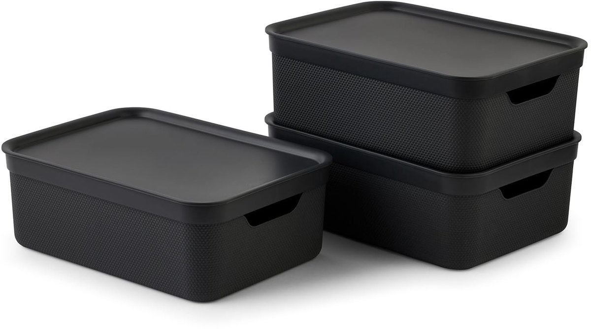 Omgoods - Set van 3 Decoratieve Opbergdozen 10L met Deksel