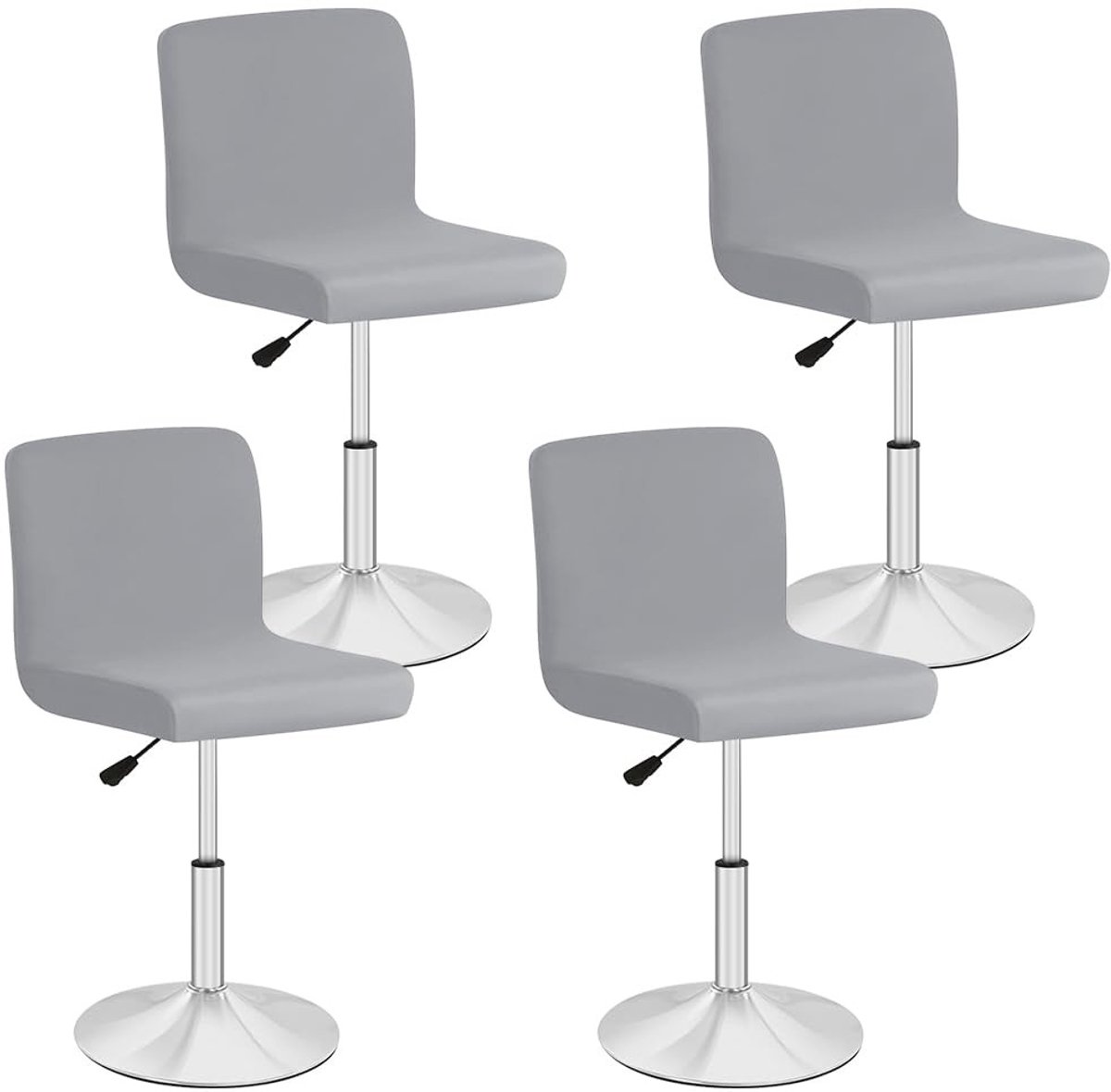 Omgoods - Set van 4 Afneembare Barkrukhoezen voor Hoge Stoelen in Grijs