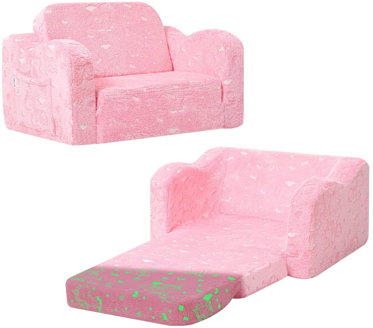 Omgoods - 2-in-1 Vouwbank en Sofa Bed voor Kinderen, Roze