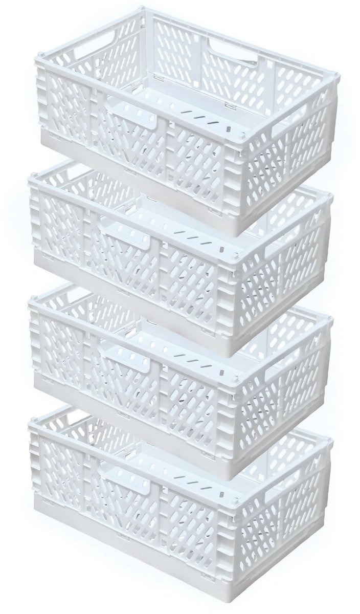 Omgoods - Set van 4 Vouwbare Plastic Opbergdozen - Wit