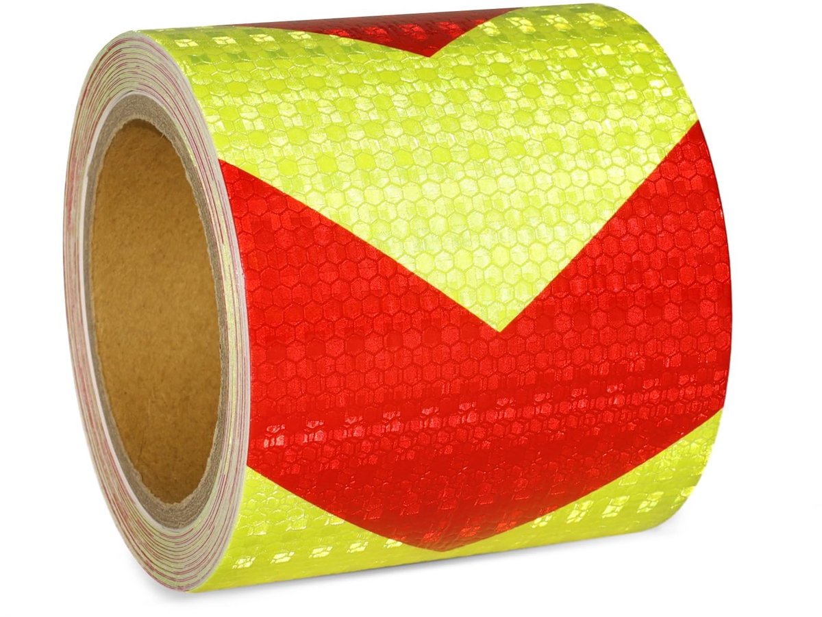 Omgoods - Reflecterende Plakband Rood Geel 20 m x 10 cm