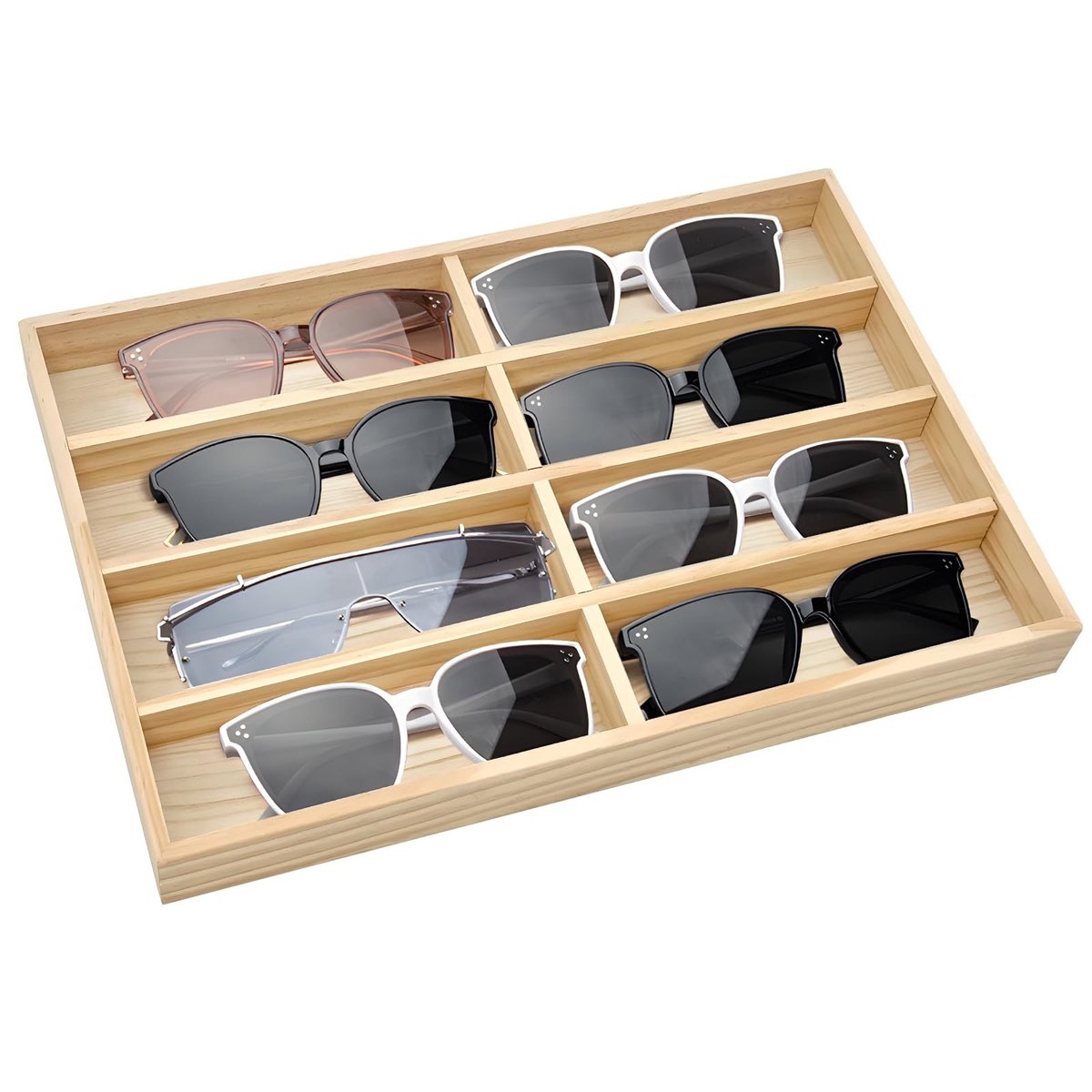 Omgoods - Houten Brillenbox voor 8 Brillen