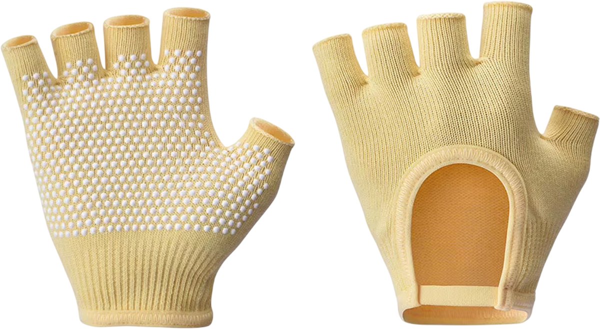 Antislip Yoga Handschoenen Dames – Half Finger Grip Handschoenen voor Pilates, Fitness, Gym & Workout - Geel