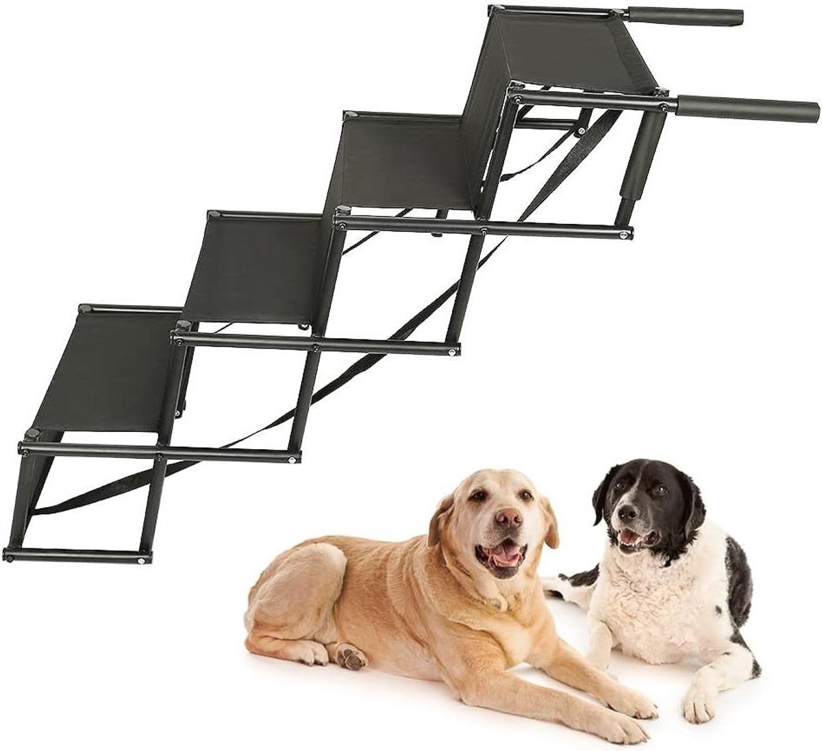 Honden Autotrap - Hondentrap Opvouwbaar - Veilig Instappen Auto - In Hoogte Verstelbaar - Tot 75 kg - Zwart